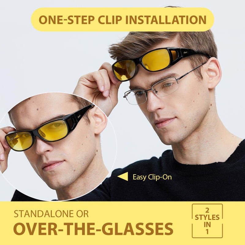 DUCO Night Driving Glasses Night Vision Glasses Fit Over Glasses for Men Women Polarized Anti-Glare Pro Yellow Lens 8953Y - Image 2